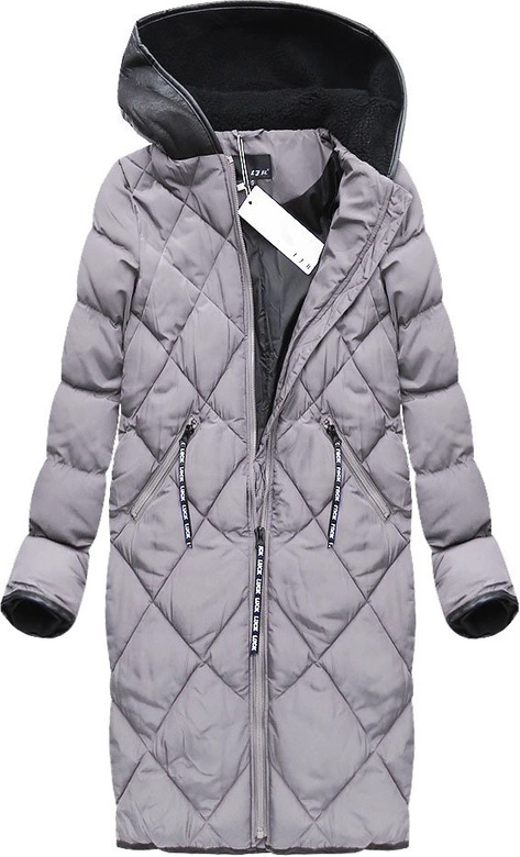 PIKOWANY PŁASZCZ ZIMOWY MIDI WRZOSOWY (8049)