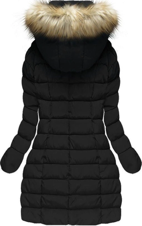 DŁUGA KURTKA Z KAPTUREM CZARNA (21641B)