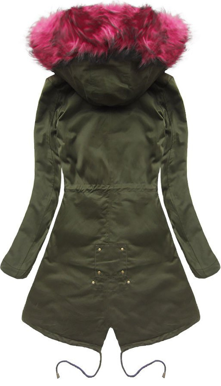 BAWEŁNIANA PARKA ZIMOWA KHAKI-BORDOWA (L111)