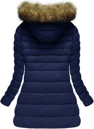 PIKOWANA KURTKA Z KAPTUREM GRANATOWA (7676BIG)