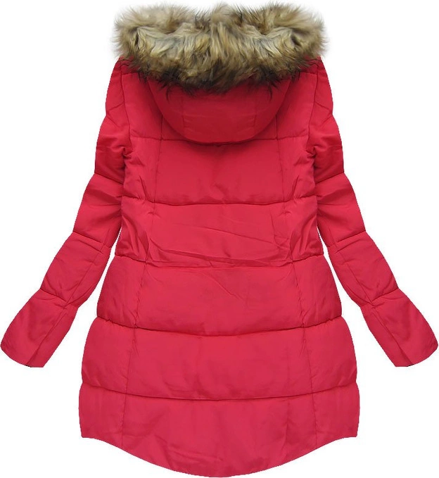 PIKOWANA KURTKA Z KAPTUREM CZERWONA (W803)