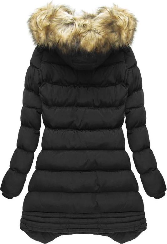 PIKOWANA KURTKA Z KAPTUREM CZARNA (W810BIG)