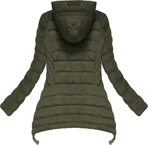 KURTKA PIKOWANA Z WYDŁUŻONYMI BOKAMI KHAKI (XW563X)