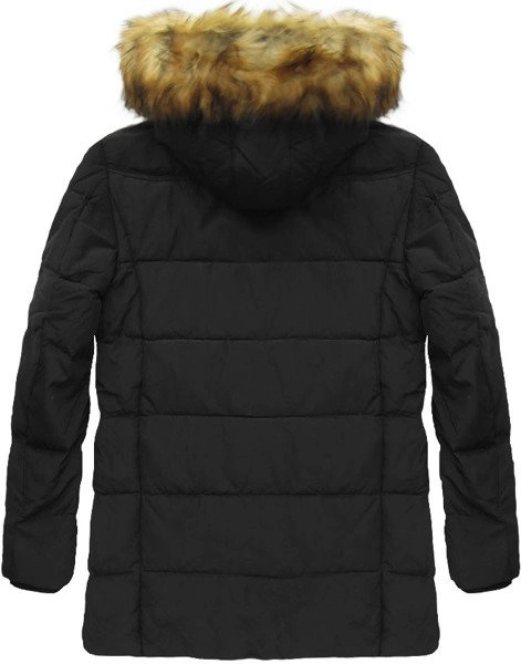 KURTKA ZIMOWA Z PUCHEM NATURALNYM CZARNA (5015)