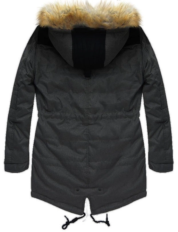 GRUBA KURTKA ZIMOWA Z KAPTUREM GRAFITOWA (702AL)