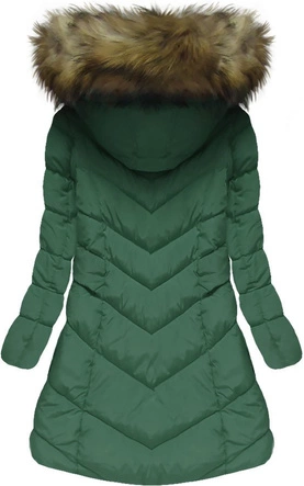 PIKOWANA KURTKA Z KAPTUREM ZIELONA (W609BIG)