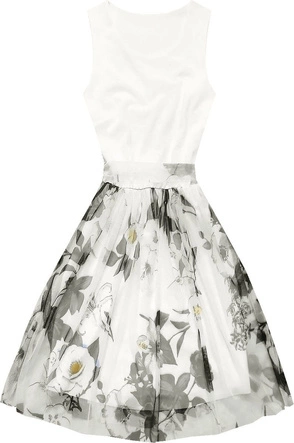 SUKIENKA Z TIULEM W KWIATY BIAŁA (ART27)