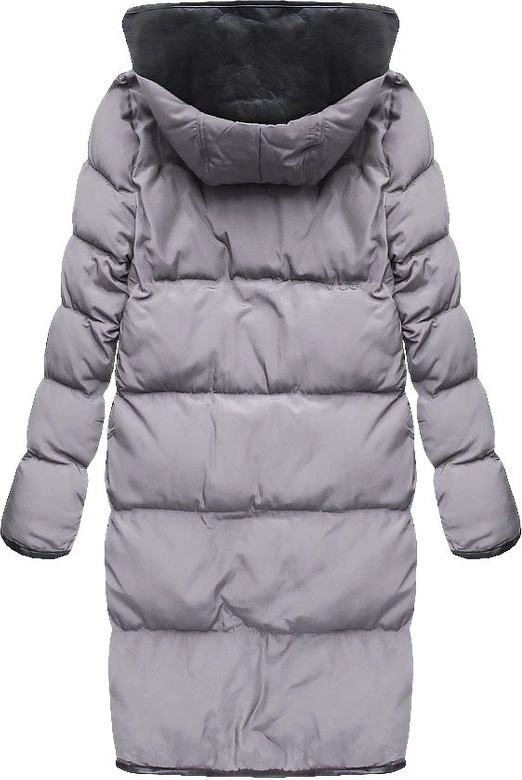 PIKOWANY PŁASZCZ ZIMOWY MIDI WRZOSOWY (8049)