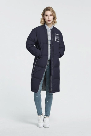 PŁASZCZ ZIMOWY Z PUCHEM NATURALNYM GRANATOWY (8068)