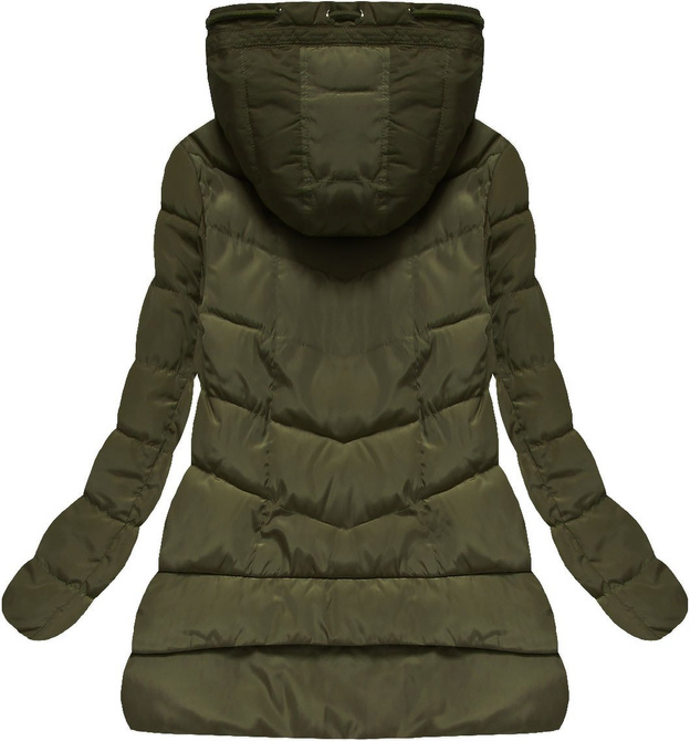 PIKOWANA KURTKA Z KAPTUREM KHAKI (XW589X)