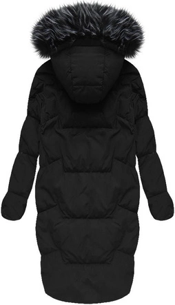 PŁASZCZ ZIMOWY Z PUCHEM NATURALNYM CZARNY (7088)