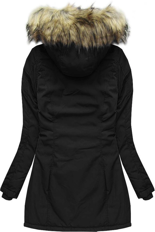 KURTKA ZIMOWA Z KAPTUREM CZARNA (7631BIG)