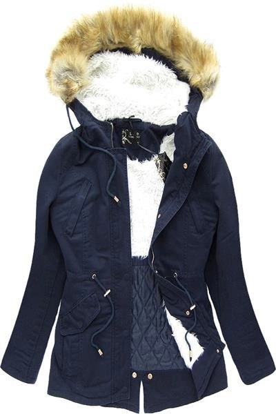 GRANATOWA PARKA ZIMOWA Z KAPTUREM (7586)