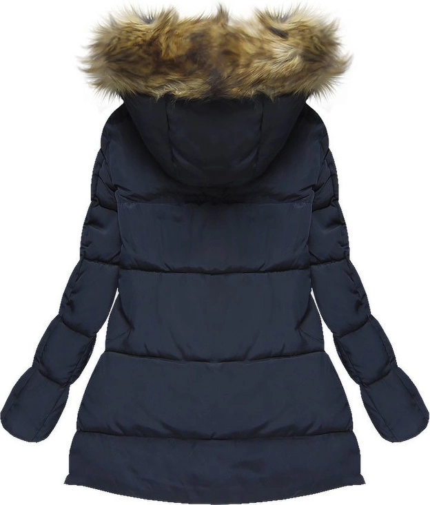 KRÓTKA PIKOWANA KURTKA Z KAPTUREM GRANATOWA (1001)