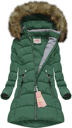 PIKOWANA KURTKA Z KAPTUREM ZIELONA (W609BIG)