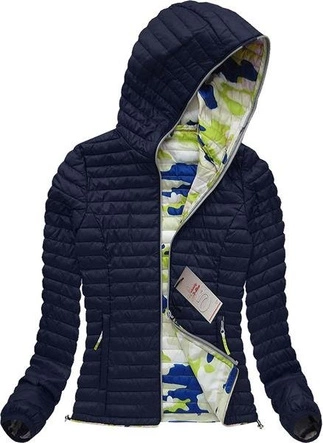 KURTKA PIKOWANA Z KAPTUREM GRANATOWA (21610A)