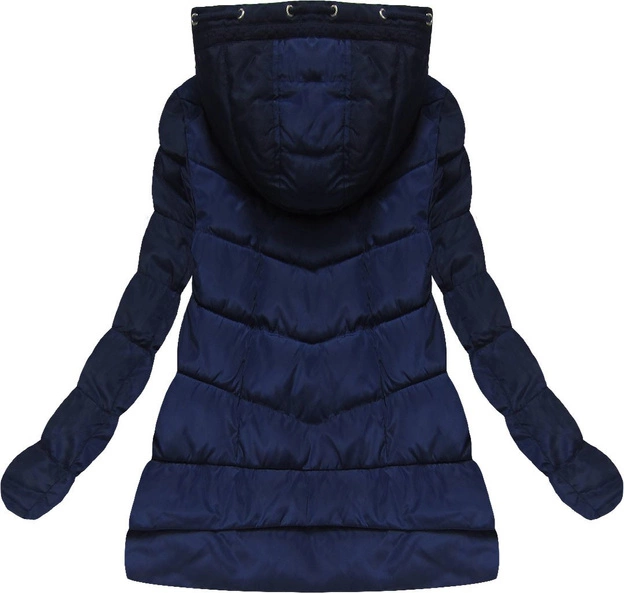 PIKOWANA KURTKA Z KAPTUREM GRANATOWA (XW589X)