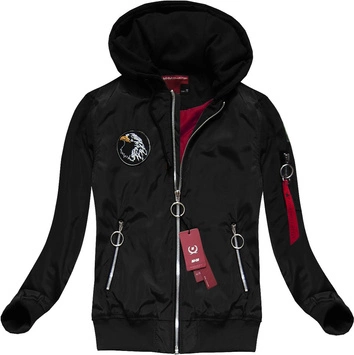 KURTKA BOMBER Z KAPTUREM CZARNA (M07)