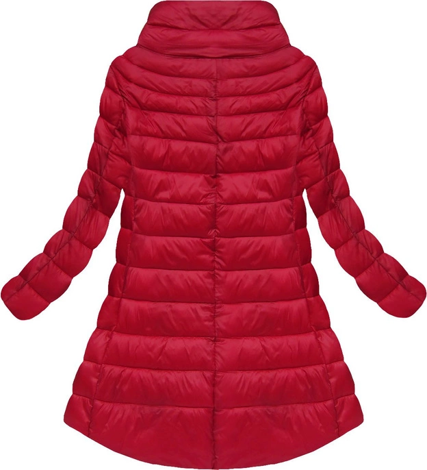 BŁYSZCZĄCA PIKOWANA KURTKA CZERWONA (7128BIG)