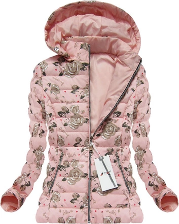 DWUSTRONNA KURTKA W KWIATKI RÓŻOWA (4474)