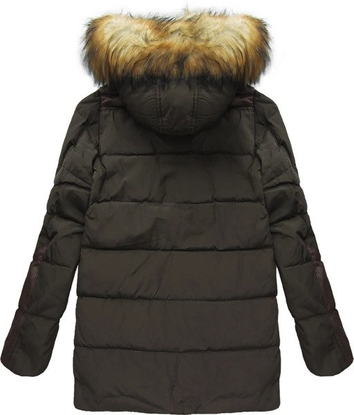 KURTKA ZIMOWA Z PUCHEM NATURALNYM KHAKI (5014)