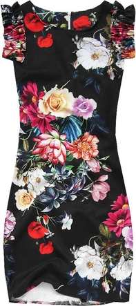 OŁÓWKOWA SUKIENKA W KWIATY CZARNA (ART50)