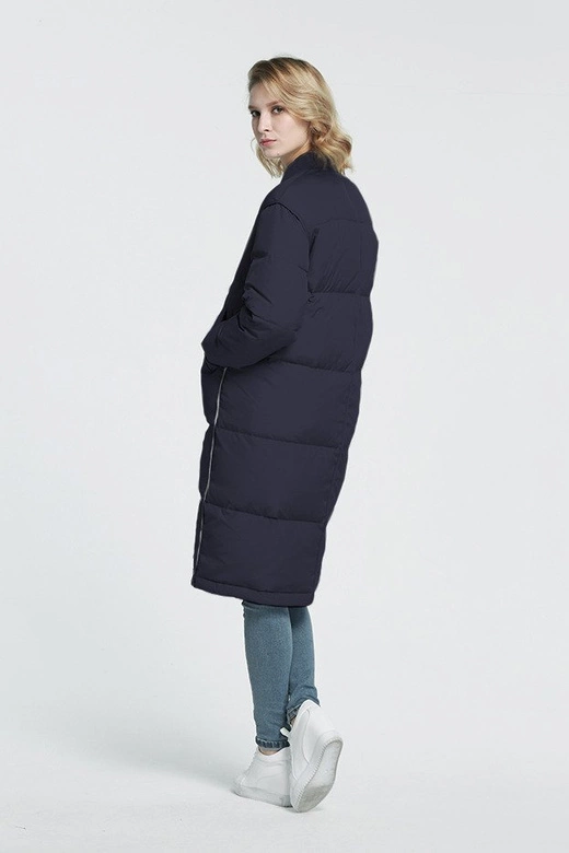 PŁASZCZ ZIMOWY Z PUCHEM NATURALNYM GRANATOWY (8068)