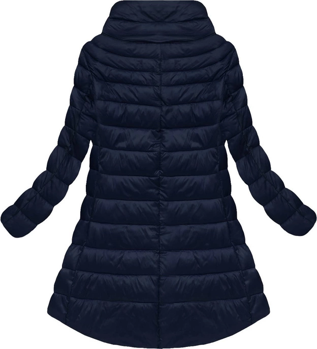 BŁYSZCZĄCA PIKOWANA KURTKA GRANATOWA (7128BIG)