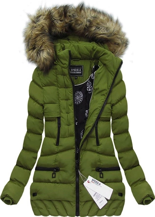 PIKOWANA KURTKA Z KAPTUREM ZIELONA (W819)