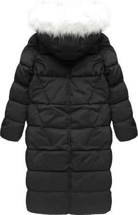 PŁASZCZ ZIMOWY Z PUCHEM NATURALNYM CZARNY (8090)