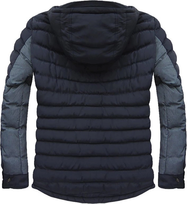 MĘSKA KURTKA ZIMOWA Z KAPTUREM GRANATOWA (M559)