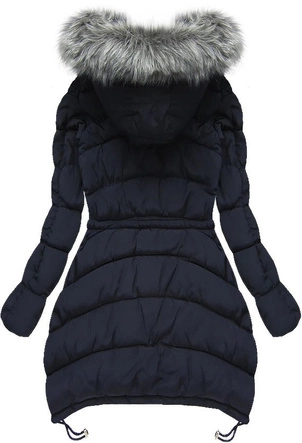 PIKOWANA KURTKA Z KAPTUREM GRANATOWA (W502-1)