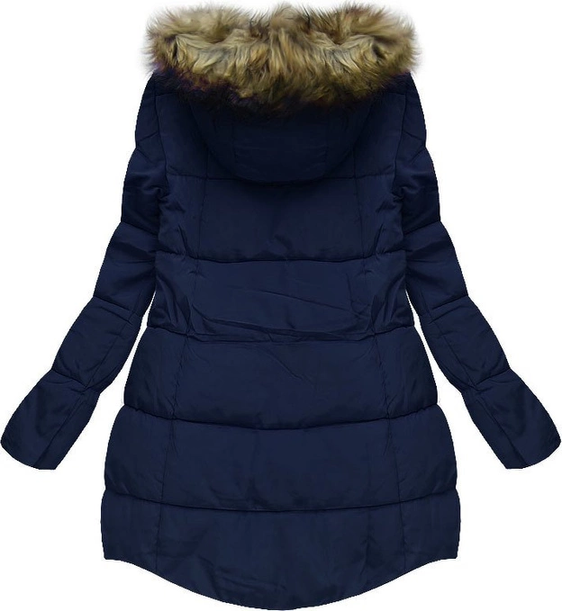 PIKOWANA KURTKA Z KAPTUREM GRANATOWA (W803)