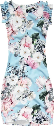 OŁÓWKOWA SUKIENKA Z FALBANKAMI BŁĘKITNA (ART51)