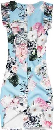 OŁÓWKOWA SUKIENKA Z FALBANKAMI BŁĘKITNA (ART51)