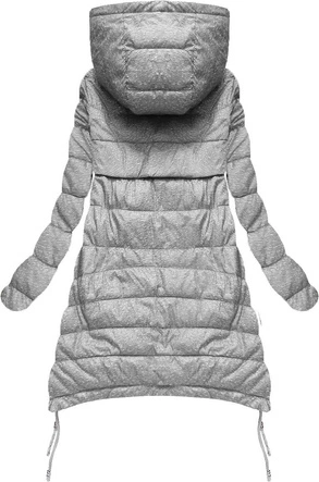 PIKOWANA KURTKA Z KAPTUREM SZARO-BIAŁA (1710)