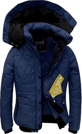 PIKOWANA KURTKA ZIMOWA GRANATOWA (L29B)