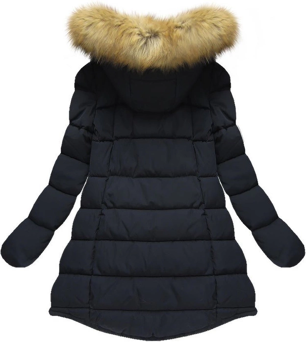 ASYMETRYCZNA KURTKA Z KAPTUREM GRANATOWA (21656)