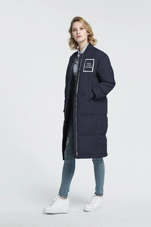 PŁASZCZ ZIMOWY Z PUCHEM NATURALNYM GRANATOWY (8068)