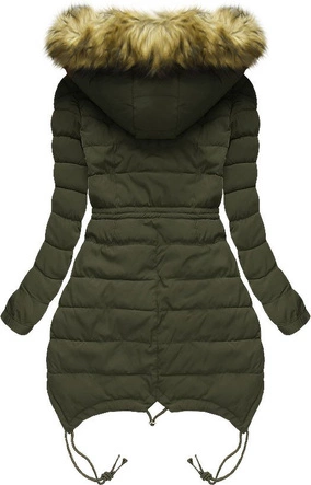 PIKOWANA KURTKA Z KAPTUREM OLIWKOWA (3502W)