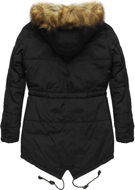 KURTKA PARKA ZIMOWA Z KAPTUREM CZARNA (M556)