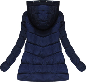 PIKOWANA KURTKA Z KAPTUREM GRANATOWA (XW589X)