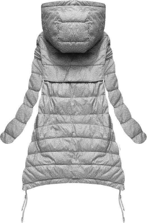 PIKOWANA KURTKA Z KAPTUREM SZARO-BIAŁA (1710)