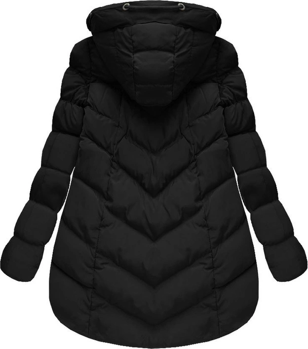 KRÓTKA KURTKA Z KAPTUREM CZARNA (W805BIG)