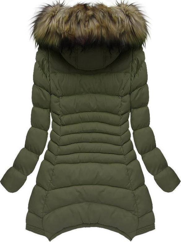 PIKOWANA KURTKA BEZRĘKAWNIK Z KAPTUREM KHAKI (W822)