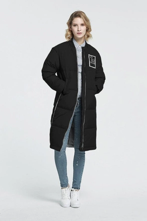 PŁASZCZ ZIMOWY Z PUCHEM NATURALNYM CZARNY (8068)