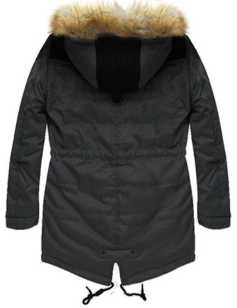 GRUBA KURTKA ZIMOWA Z KAPTUREM GRAFITOWA (702AL)