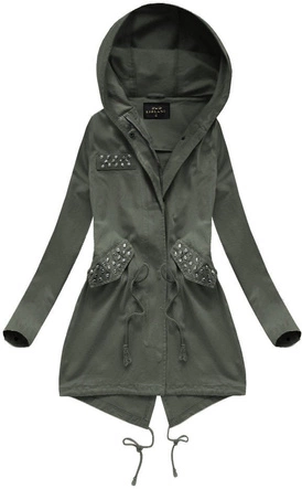 BAWEŁNIANA PARKA Z NITAMI KHAKI (7067)
