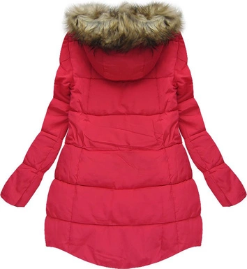 PIKOWANA KURTKA Z KAPTUREM CZERWONA (W803)