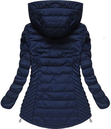 PIKOWANA KURTKA Z NASZYWKAMI GRANATOWA (XW508X)